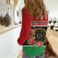 Personalized Libya Independence Day Women Casual Shirt Pomegranate Blossom With Libyan Seal - Wonder Print Shop