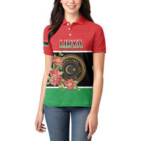 Personalized Libya Independence Day Women Polo Shirt Pomegranate Blossom With Libyan Seal - Wonder Print Shop