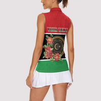 Personalized Libya Independence Day Women Sleeveless Polo Shirt Pomegranate Blossom With Libyan Seal - Wonder Print Shop