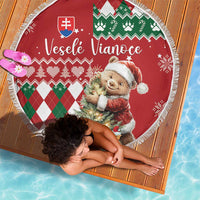 Slovakia Christmas Beach Blanket Brown Bear Mix Argyle Pattern - Wonder Print Shop