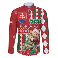 Personalised Slovakia Christmas Family Matching Summer Maxi Dress and Hawaiian Shirt Brown Bear Mix Argyle Pattern - Wonder Print Shop