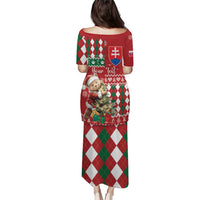 Personalised Slovakia Christmas Puletasi Brown Bear Mix Argyle Pattern - Wonder Print Shop