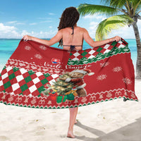 Slovakia Christmas Sarong Brown Bear Mix Argyle Pattern - Wonder Print Shop
