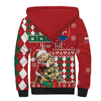 Personalised Slovakia Christmas Sherpa Hoodie Brown Bear Mix Argyle Pattern - Wonder Print Shop