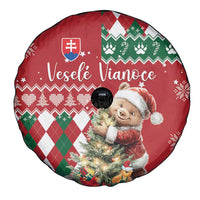 Slovakia Christmas Spare Tire Cover Brown Bear Mix Argyle Pattern - Wonder Print Shop