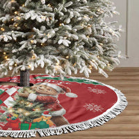 Personalised Slovakia Christmas Tree Skirt Brown Bear Mix Argyle Pattern - Wonder Print Shop