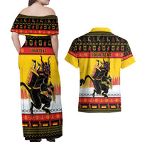 Personalised Germany Christmas Couples Matching Off Shoulder Maxi Dress and Hawaiian Shirt Merry Krampus - Wonder Print Shop