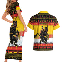 Personalised Germany Christmas Couples Matching Short Sleeve Bodycon Dress and Hawaiian Shirt Merry Krampus - Wonder Print Shop