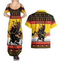 Personalised Germany Christmas Couples Matching Summer Maxi Dress and Hawaiian Shirt Merry Krampus - Wonder Print Shop