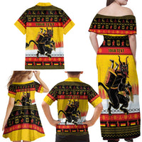 Personalised Germany Christmas Family Matching Off Shoulder Maxi Dress and Hawaiian Shirt Merry Krampus - Wonder Print Shop