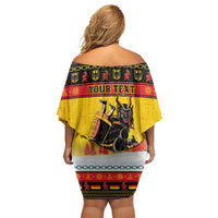 Personalised Germany Christmas Family Matching Off Shoulder Short Dress and Hawaiian Shirt Merry Krampus - Wonder Print Shop