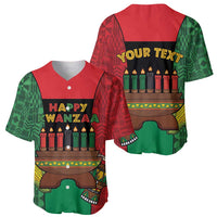 Personalized Happy Kwanzaa Baseball Jersey Kinara With Kente Pattern - Wonder Print Shop