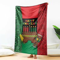 Happy Kwanzaa Blanket Kinara With Kente Pattern - Wonder Print Shop