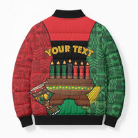 Personalized Happy Kwanzaa Bomber Puffer Jacket Kinara With Kente Pattern - Wonder Print Shop