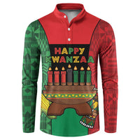 Personalized Happy Kwanzaa Button Sweatshirt Kinara With Kente Pattern - Wonder Print Shop