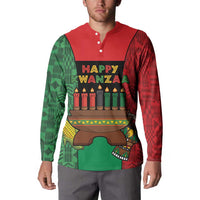 Personalized Happy Kwanzaa Button Sweatshirt Kinara With Kente Pattern - Wonder Print Shop