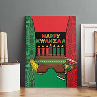 Happy Kwanzaa Canvas Wall Art Kinara With Kente Pattern - Wonder Print Shop