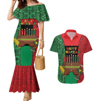 Personalized Happy Kwanzaa Couples Matching Mermaid Dress and Hawaiian Shirt Kinara With Kente Pattern - Wonder Print Shop
