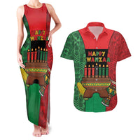 Personalized Happy Kwanzaa Couples Matching Tank Maxi Dress and Hawaiian Shirt Kinara With Kente Pattern - Wonder Print Shop