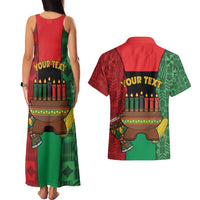 Personalized Happy Kwanzaa Couples Matching Tank Maxi Dress and Hawaiian Shirt Kinara With Kente Pattern - Wonder Print Shop