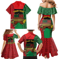 Personalized Happy Kwanzaa Family Matching Mermaid Dress and Hawaiian Shirt Kinara With Kente Pattern - Wonder Print Shop