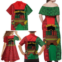 Personalized Happy Kwanzaa Family Matching Off Shoulder Maxi Dress and Hawaiian Shirt Kinara With Kente Pattern - Wonder Print Shop