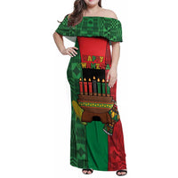 Personalized Happy Kwanzaa Family Matching Off Shoulder Maxi Dress and Hawaiian Shirt Kinara With Kente Pattern - Wonder Print Shop