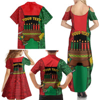 Personalized Happy Kwanzaa Family Matching Summer Maxi Dress and Hawaiian Shirt Kinara With Kente Pattern - Wonder Print Shop