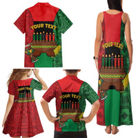 Personalized Happy Kwanzaa Family Matching Tank Maxi Dress and Hawaiian Shirt Kinara With Kente Pattern - Wonder Print Shop