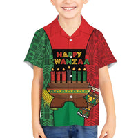 Personalized Happy Kwanzaa Family Matching Tank Maxi Dress and Hawaiian Shirt Kinara With Kente Pattern - Wonder Print Shop