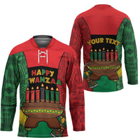 Personalized Happy Kwanzaa Hockey Jersey Kinara With Kente Pattern - Wonder Print Shop