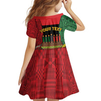Personalized Happy Kwanzaa Kid Short Sleeve Dress Kinara With Kente Pattern - Wonder Print Shop