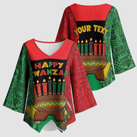 Personalized Happy Kwanzaa Kimono Sleeve Blouse Kinara With Kente Pattern - Wonder Print Shop