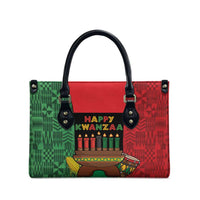 Happy Kwanzaa Leather Bag Kinara With Kente Pattern - Wonder Print Shop