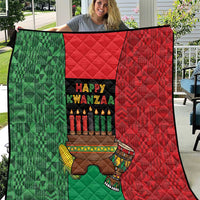 Happy Kwanzaa Quilt Kinara With Kente Pattern - Wonder Print Shop
