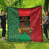 Happy Kwanzaa Quilt Kinara With Kente Pattern - Wonder Print Shop
