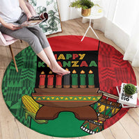 Happy Kwanzaa Round Carpet Kinara With Kente Pattern - Wonder Print Shop