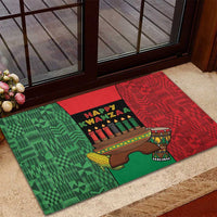 Happy Kwanzaa Rubber Doormat Kinara With Kente Pattern - Wonder Print Shop