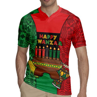 Personalized Happy Kwanzaa Rugby Jersey Kinara With Kente Pattern - Wonder Print Shop