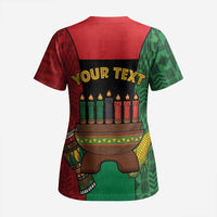 Personalized Happy Kwanzaa Scrub Top Kinara With Kente Pattern - Wonder Print Shop