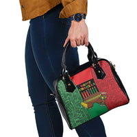 Happy Kwanzaa Shoulder Handbag Kinara With Kente Pattern - Wonder Print Shop