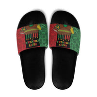 Happy Kwanzaa Slide Sandals Kinara With Kente Pattern - Wonder Print Shop