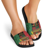 Happy Kwanzaa Slide Sandals Kinara With Kente Pattern - Wonder Print Shop