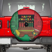 Happy Kwanzaa Spare Tire Cover Kinara With Kente Pattern - Wonder Print Shop