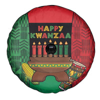 Happy Kwanzaa Spare Tire Cover Kinara With Kente Pattern - Wonder Print Shop