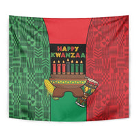 Happy Kwanzaa Tapestry Kinara With Kente Pattern - Wonder Print Shop