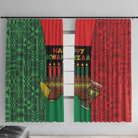 Happy Kwanzaa Window Curtain Kinara With Kente Pattern - Wonder Print Shop