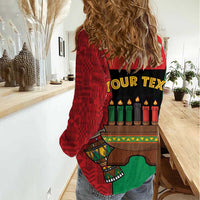 Personalized Happy Kwanzaa Women Casual Shirt Kinara With Kente Pattern - Wonder Print Shop