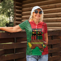 Personalized Happy Kwanzaa Women Polo Shirt Kinara With Kente Pattern - Wonder Print Shop