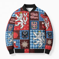Czech Christmas Patchwork Bomber Puffer Jacket - Wonder Print Shop